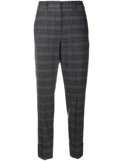 high-rise cropped tartan trousers 