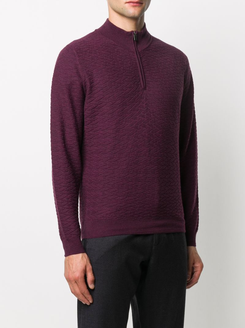 Shop Canali Long-sleeve Knitted Sweatshirt In Red