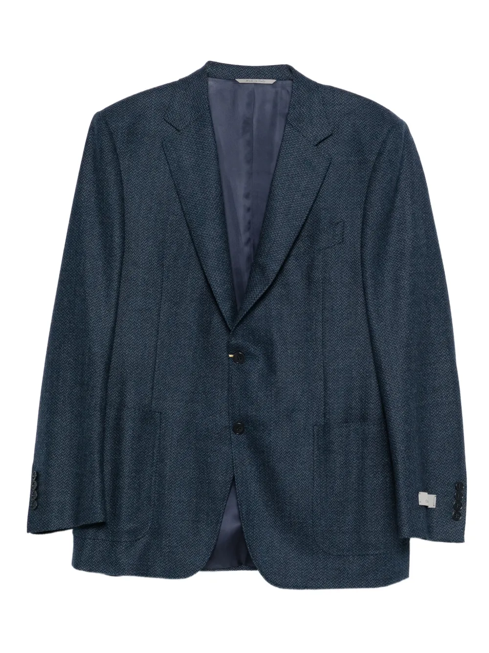 Canali Blazer con motivo a spina di pesce - Blu