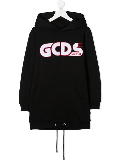 Gcds Kids long-length logo print hoodie