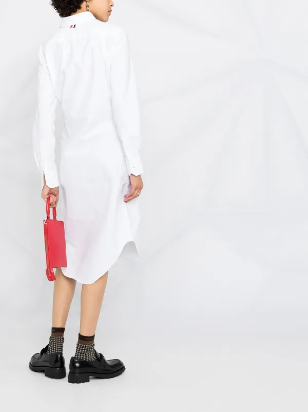 white shirt dress knee length Lands' End Women's Elbow Sleeve Eyelet Knee Length Shirt Dress