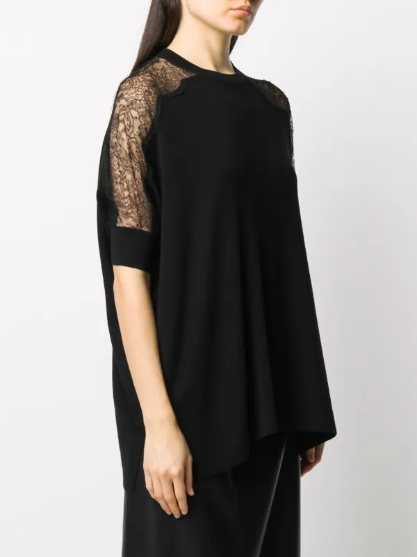 バレンティノ　レーストップ Valentino Garavani レースパネル ニットトップ | ブラック | FARFETCH JP