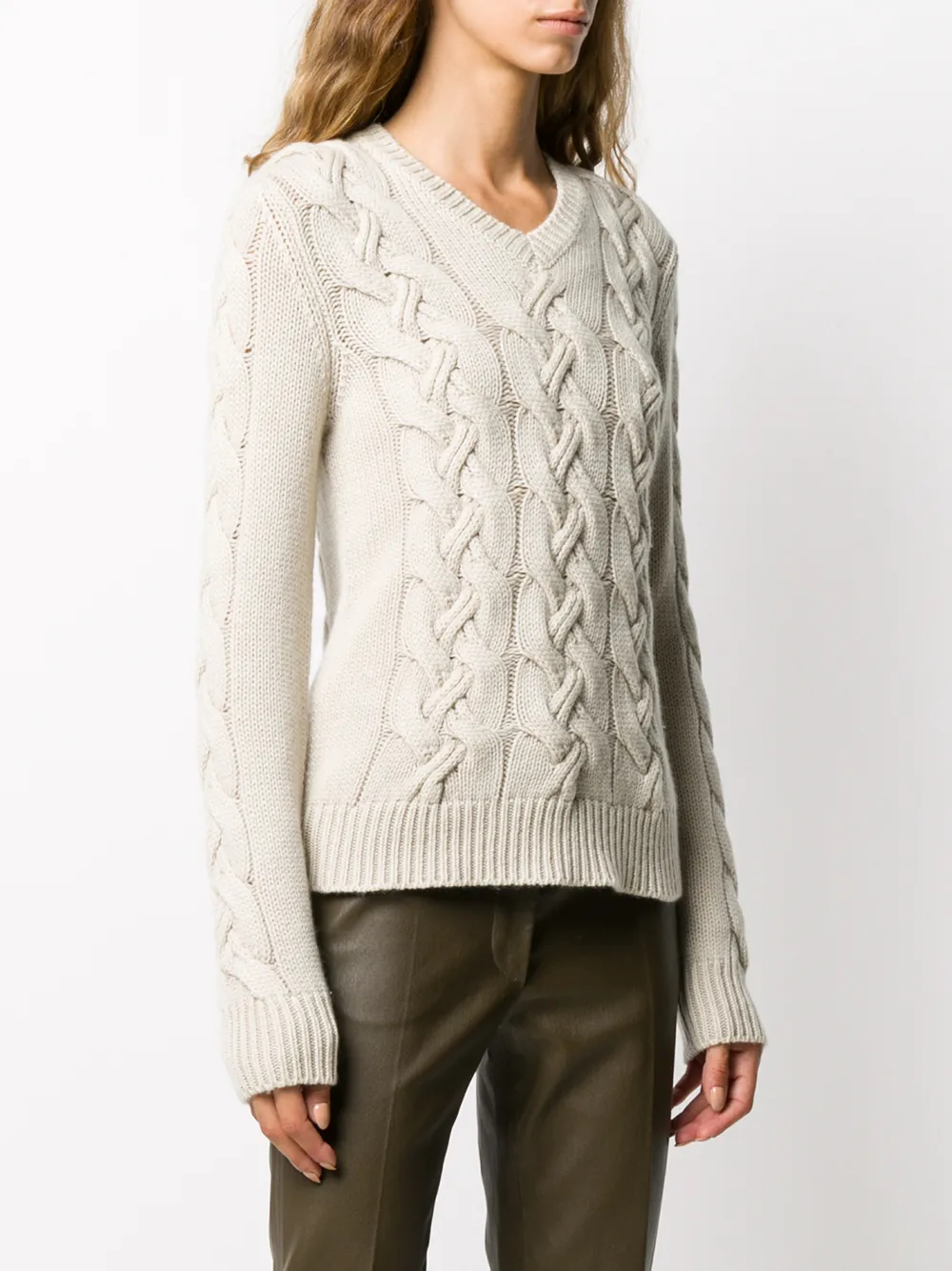 фото Iris von arnim v-neck cable-knit jumper