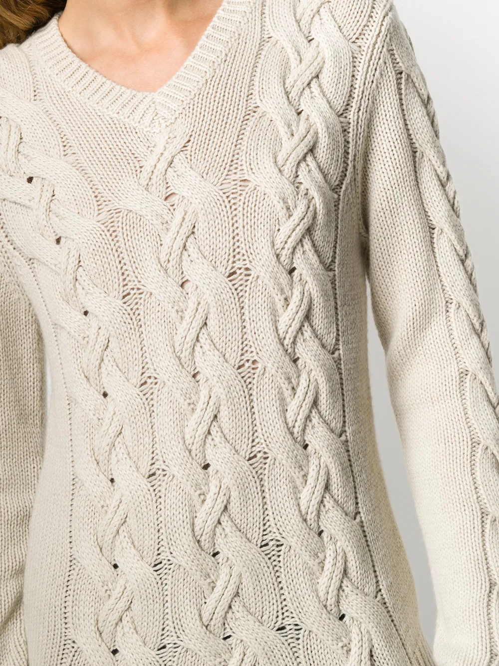 фото Iris von arnim v-neck cable-knit jumper