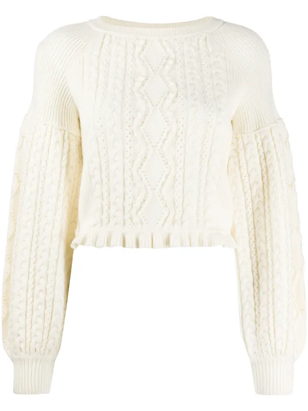 balloon sleeve cable knit sweater