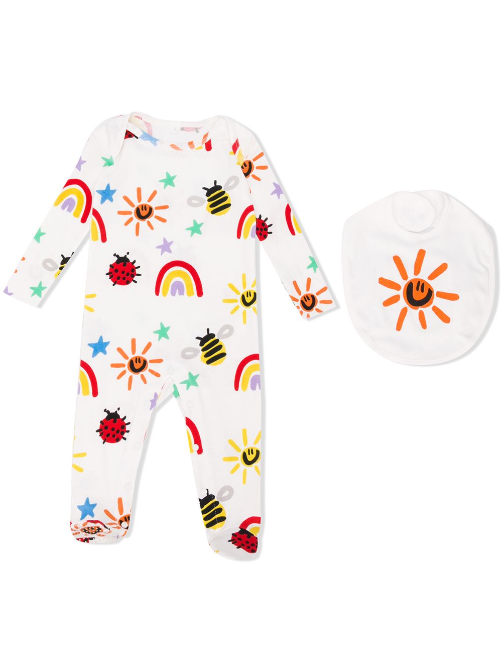 Stella Mccartney Babies' Weather Motif-print Organic-cotton Pajamas In White