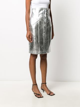 high-waisted metallic pencil skirt展示图