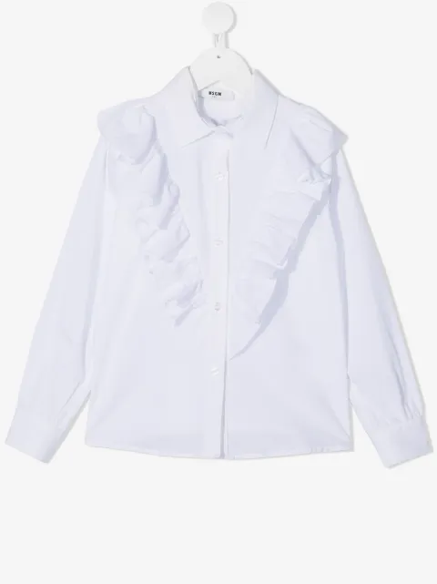 MSGM Kids camisa con ribetes de volantes 