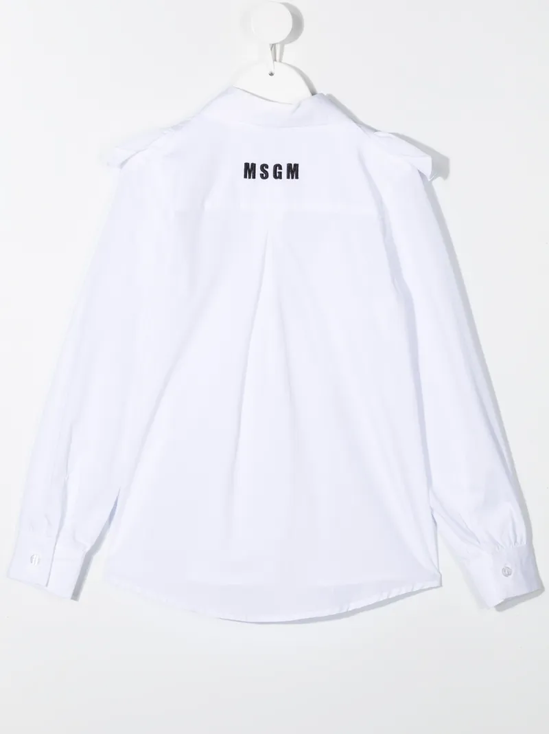 Msgm Ruffle Trim Shirt In White