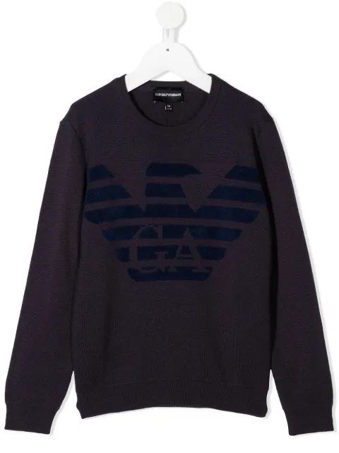 Emporio Armani Kids logo print jumper
