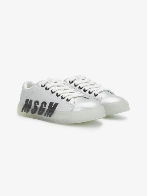 MSGM Kids logo lace-up trainers