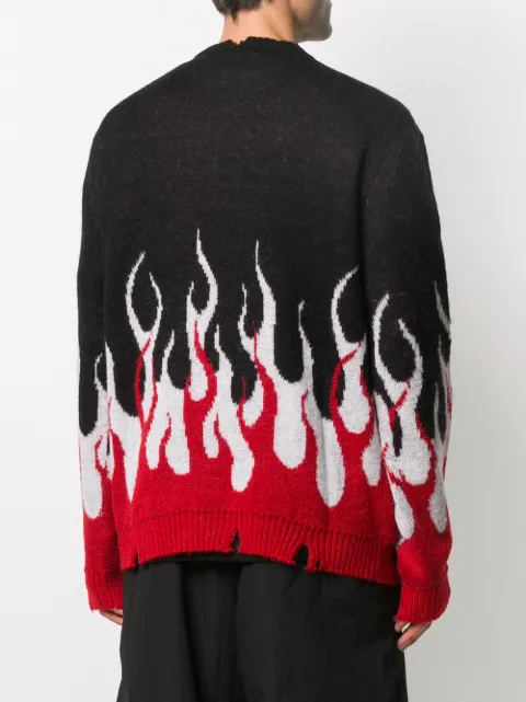 red and black flame sweater