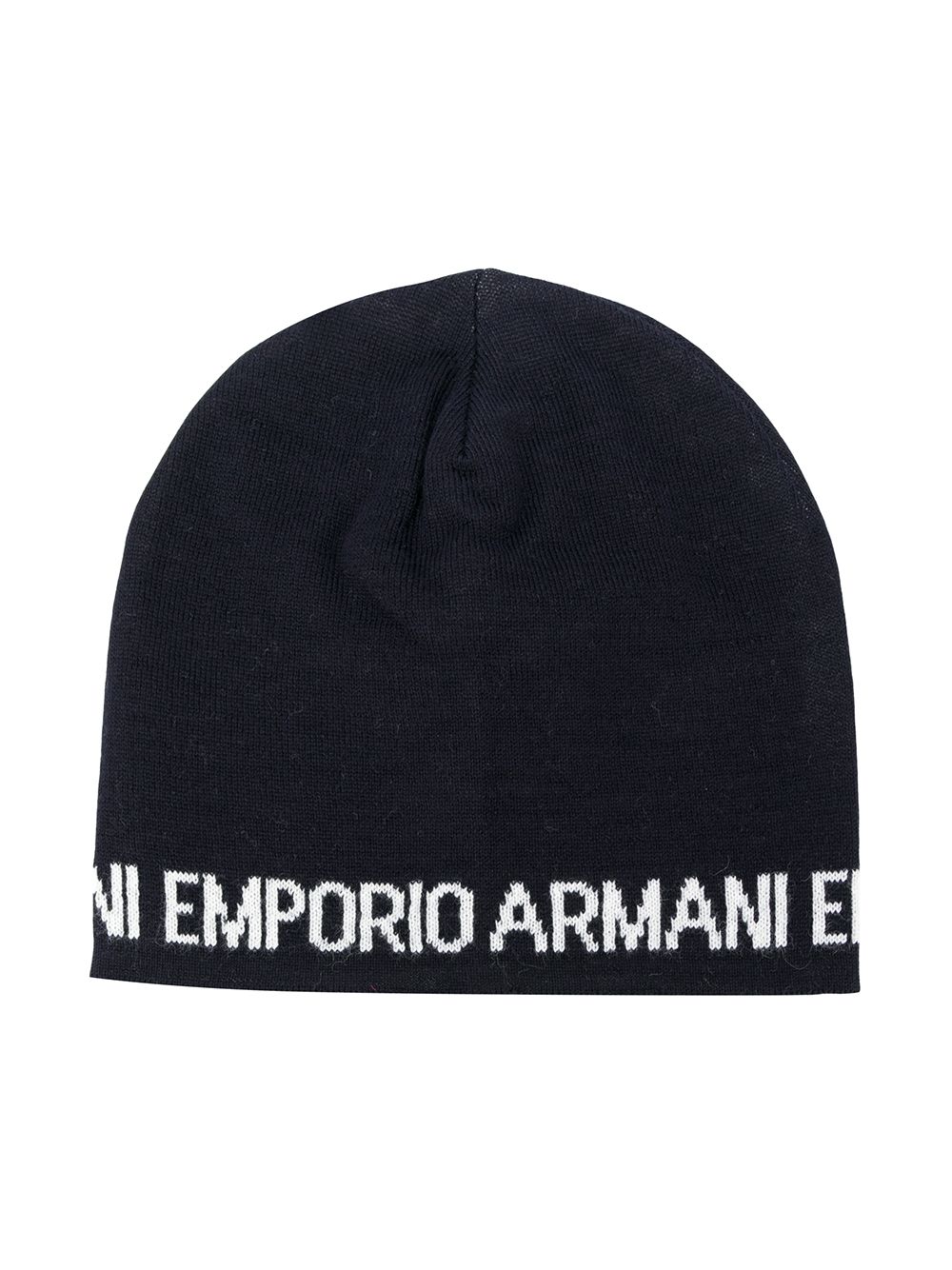 Shop Emporio Armani Logo Print Beanie In Blue