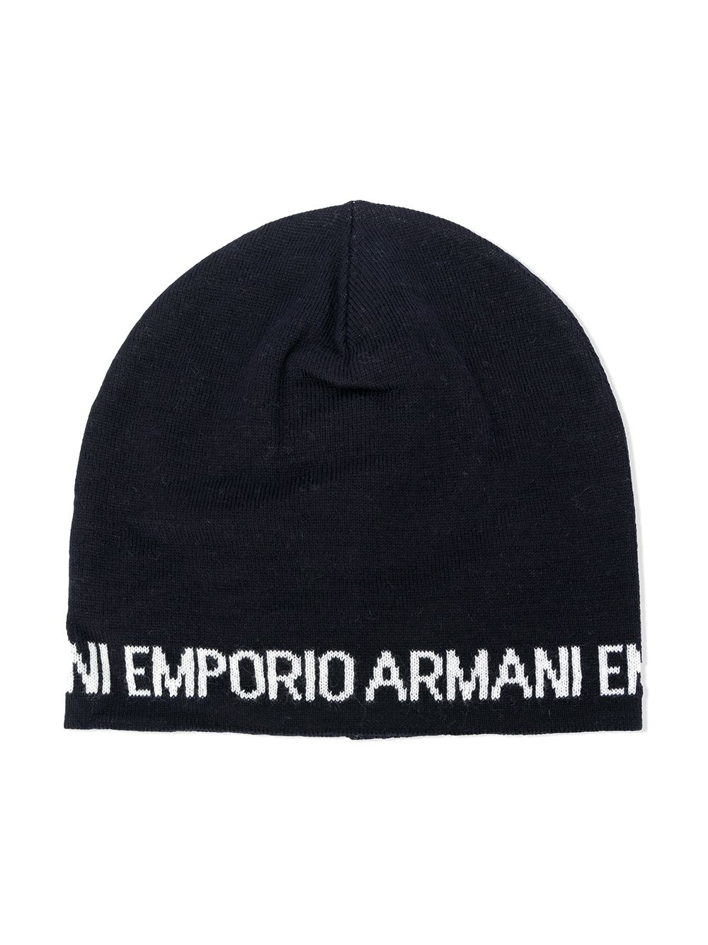 Shop Emporio Armani Logo Print Beanie In Blue