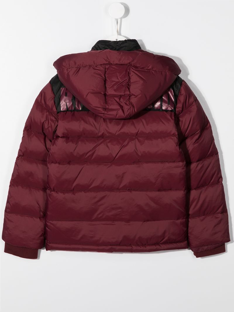 Shop John Richmond Junior Logo Print Puffer Jacket In Red