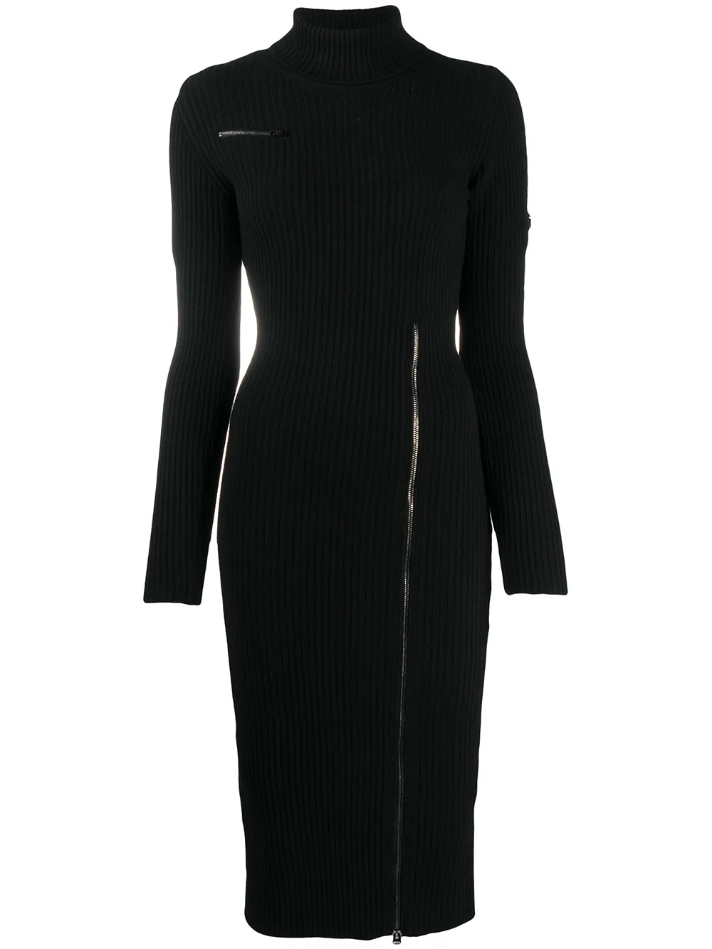 Image 1 of TOM FORD contrasting zips knitted turtleneck dress