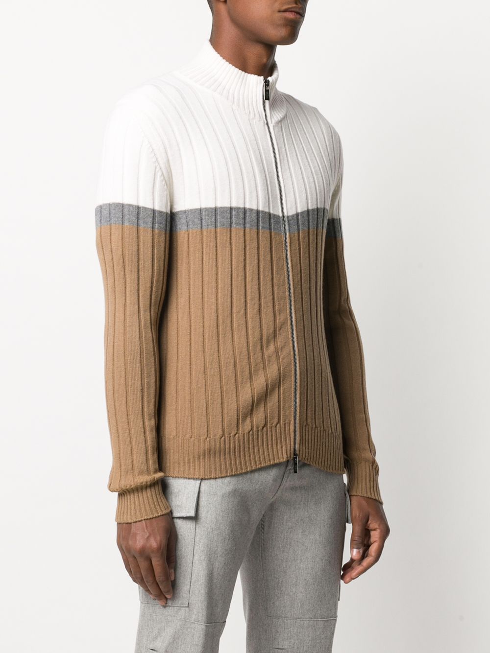 фото Eleventy ribbed knit zip-up jumper