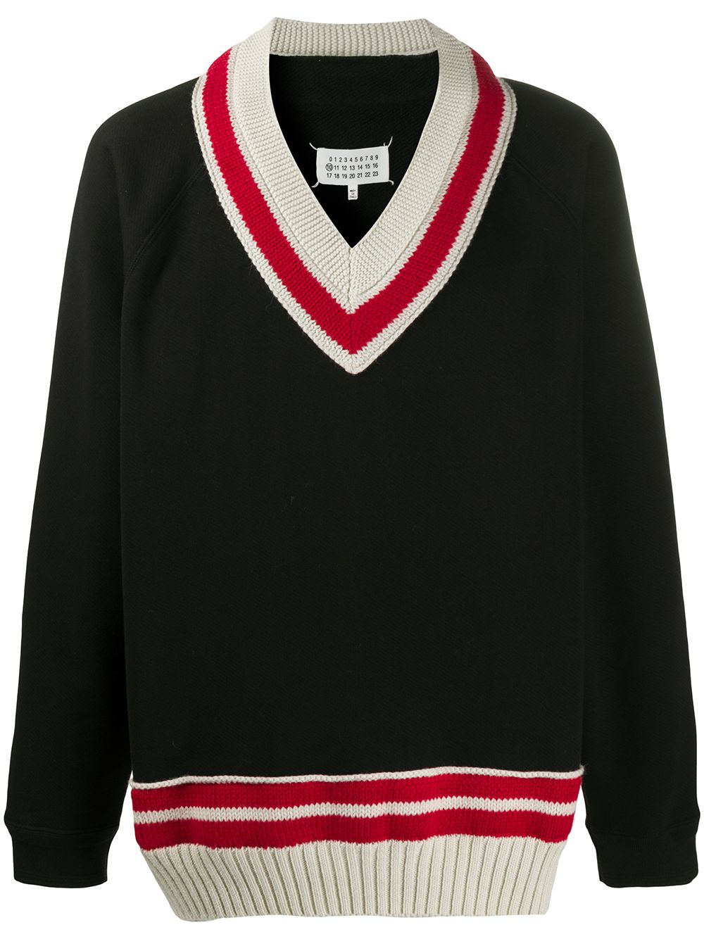 Shop Maison Margiela Oversized Contrast-stripe Jumper In Black