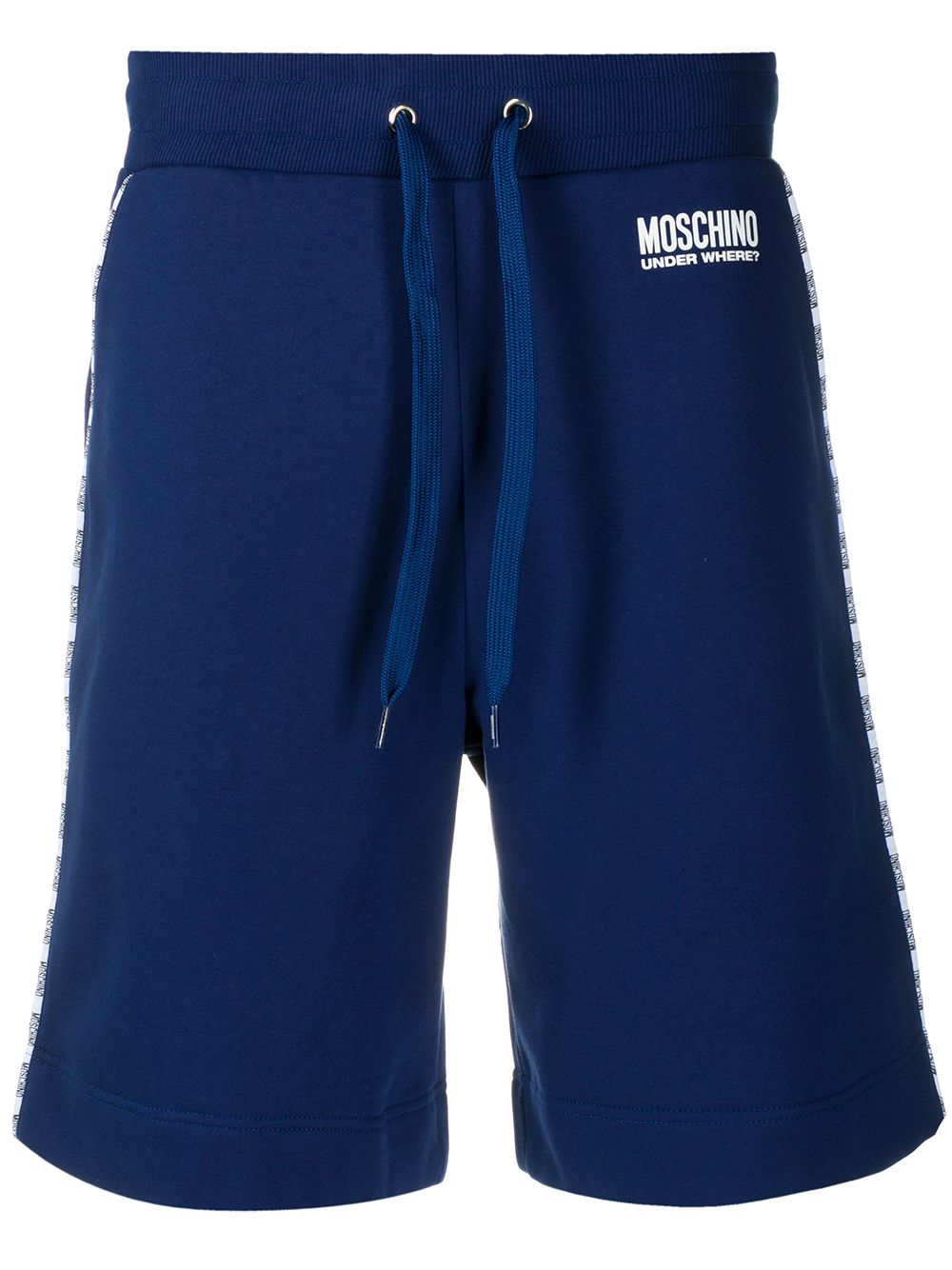 Shop Moschino Logo Patch Shorts In Blue