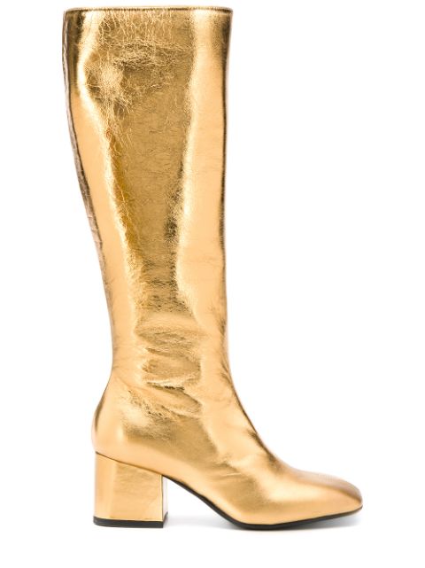 Marni Metallic Leather Knee-high Boots In Gold | ModeSens