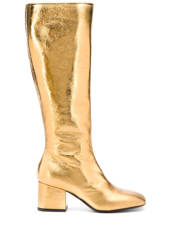 gold leather boots