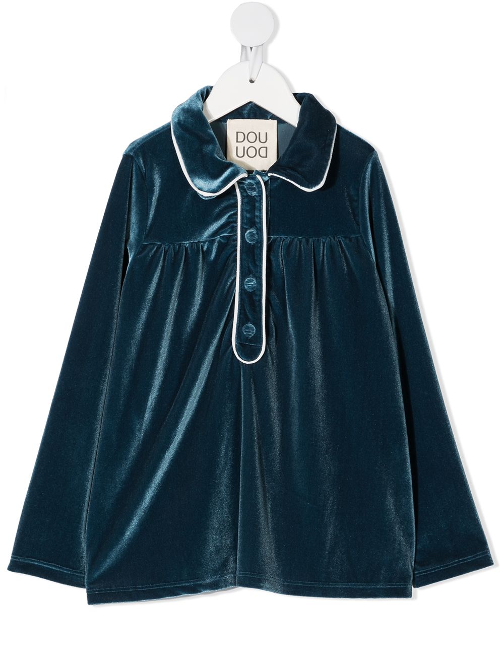 фото Douuod kids piped trim velvet blouse