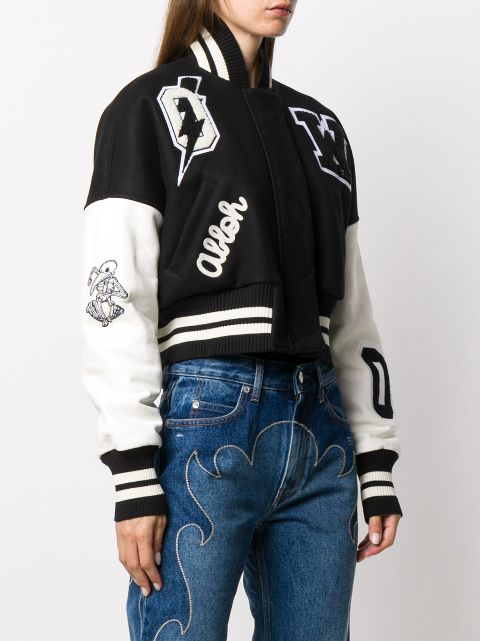 off white cropped bomber jacket