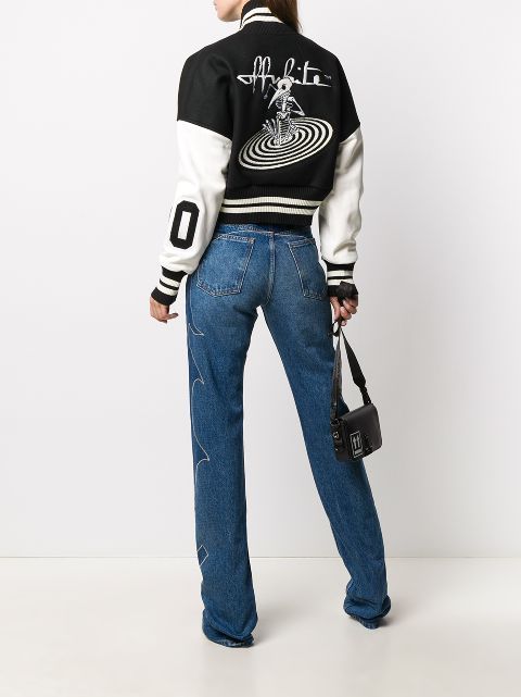 off white cropped bomber jacket