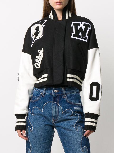 off white cropped bomber jacket