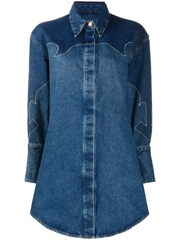 denim embroidered dress