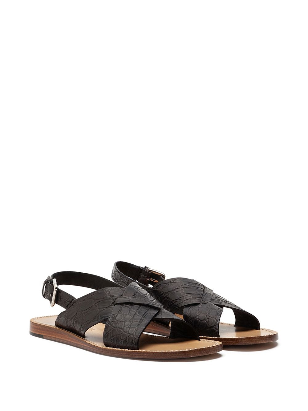 Shop Dolce & Gabbana Crossover-strap Leather Sandals In Black