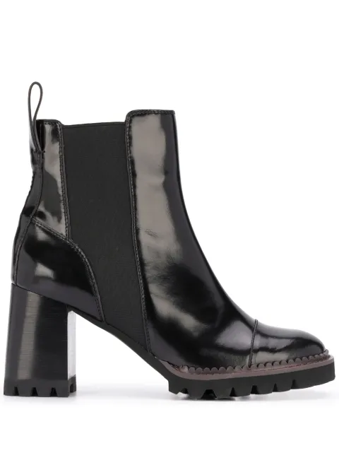 See by Chloé leather chunky heel ankle boots