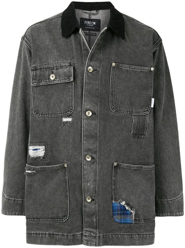 Distressed denim shirt jacket clearance