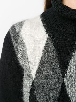 Argyle-detail turtleneck jumper展示图