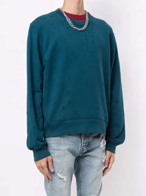distressed crewneck sweatshirt