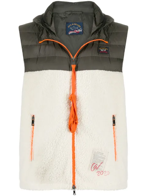 Greg Lauren X Paul & Shark colour-block zipped gilet