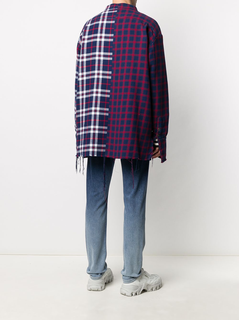 фото Greg lauren x paul & shark oversized patchwork print shirt