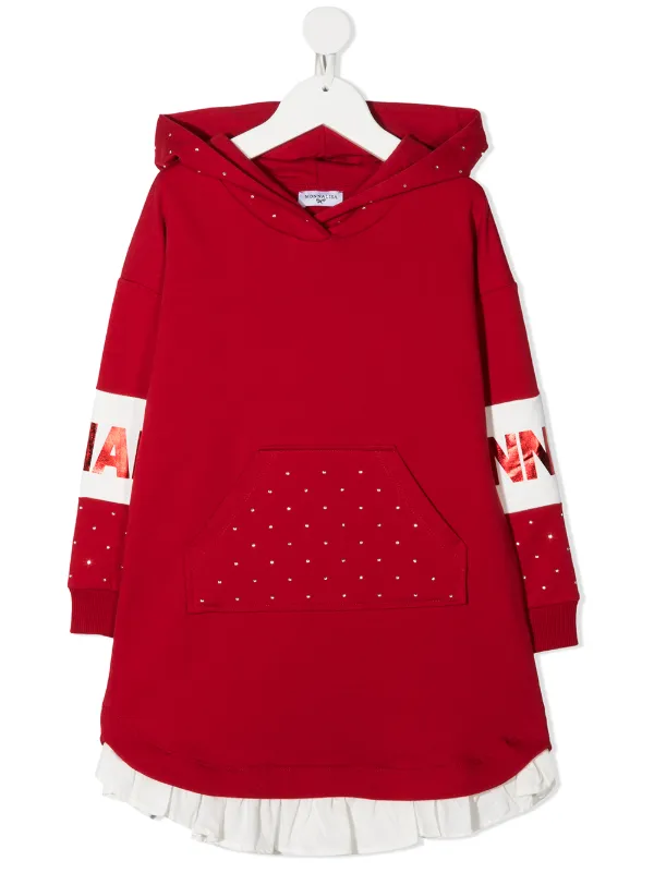 hooded red dress