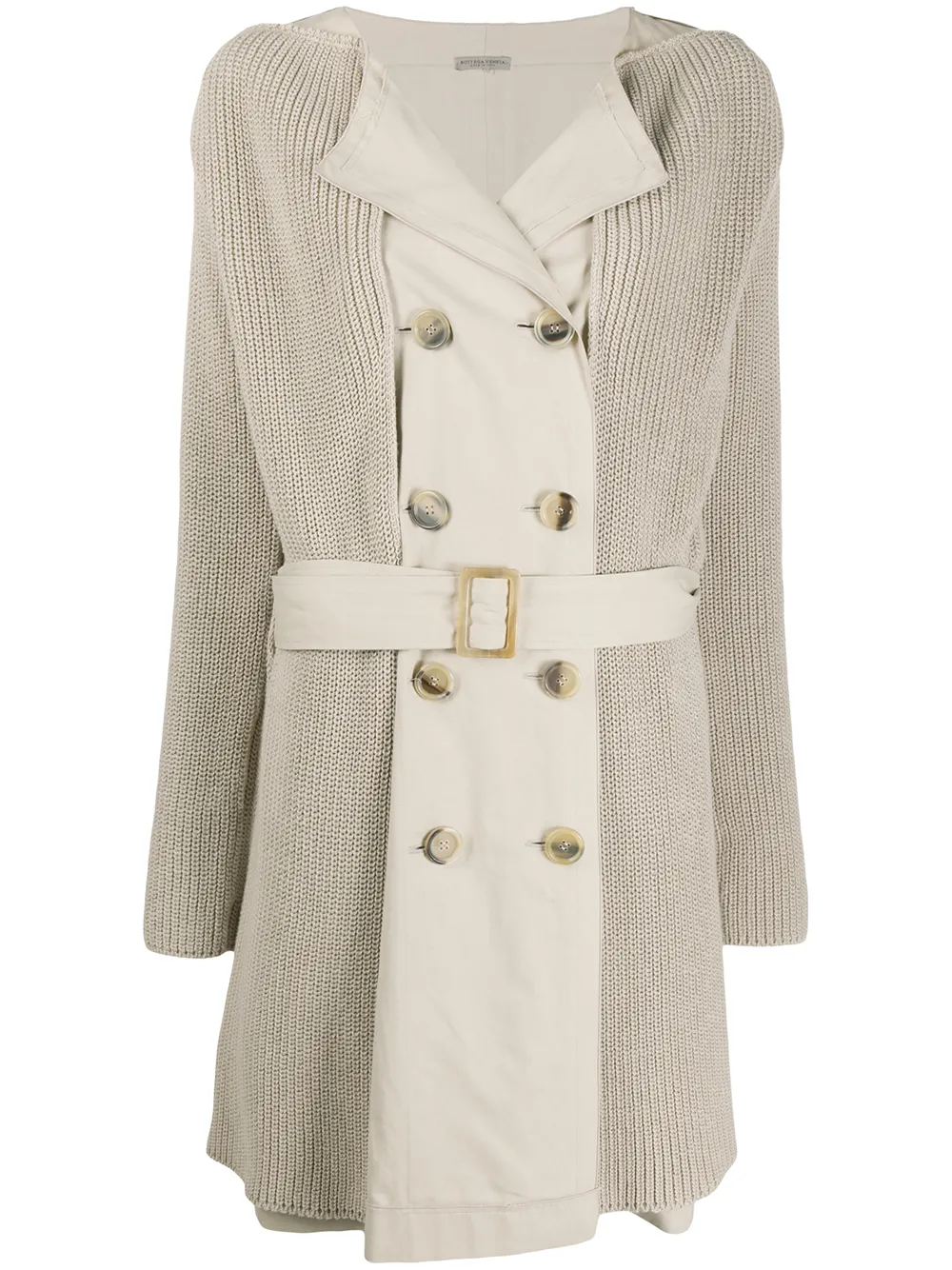 Bottega Veneta Pre-Owned 2000s layered belted trench coat - Neutrals