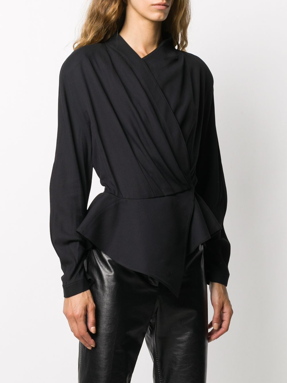 Pre-owned Mugler 1980s Draped Wrap Jacket In Black