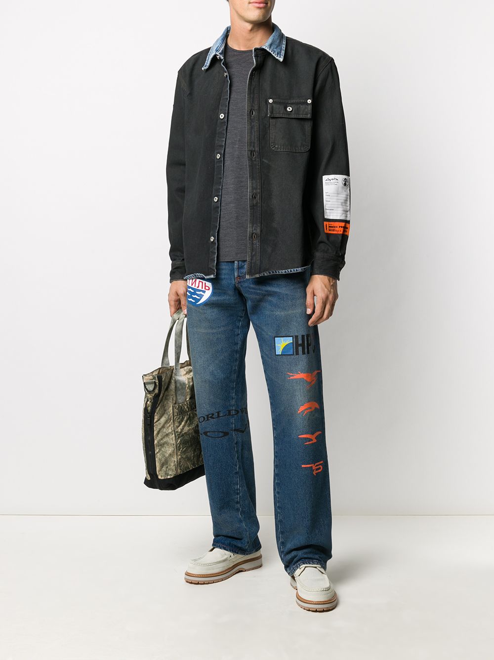 фото Heron preston graphic print bootcut jeans