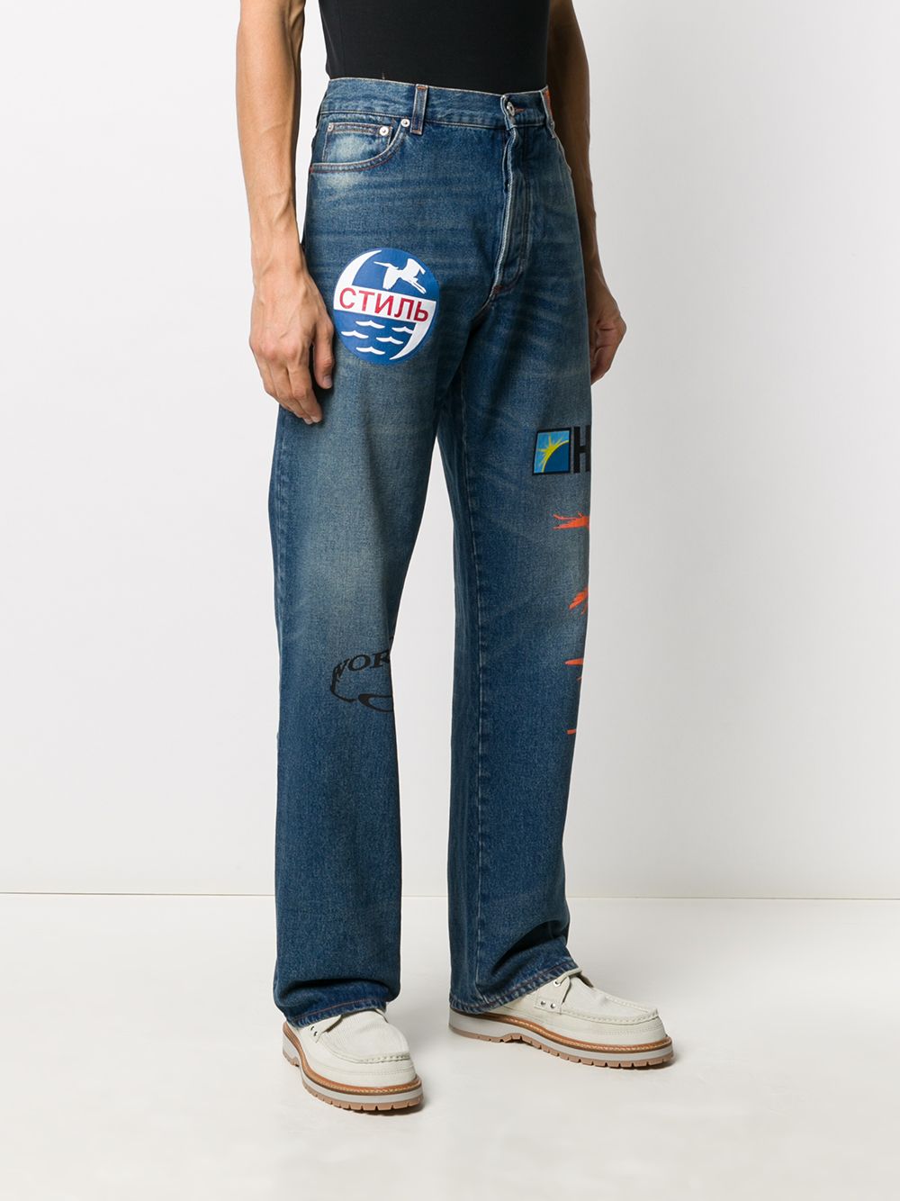 фото Heron preston graphic print bootcut jeans