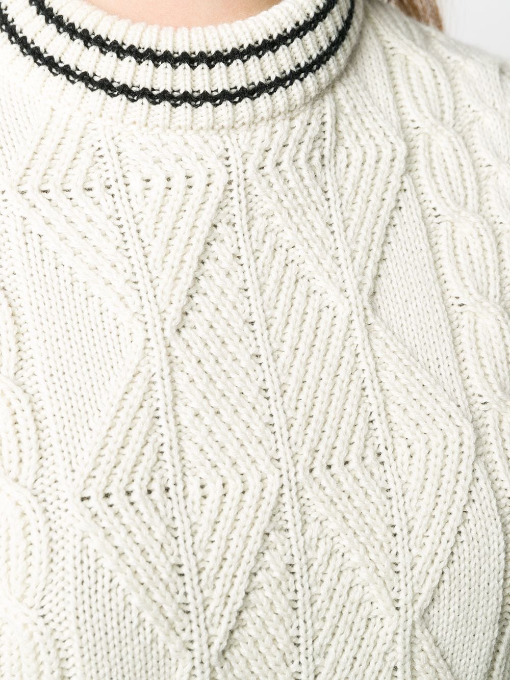 Shop Ballantyne Logo-patch Cable-knit Jumper In Neutrals