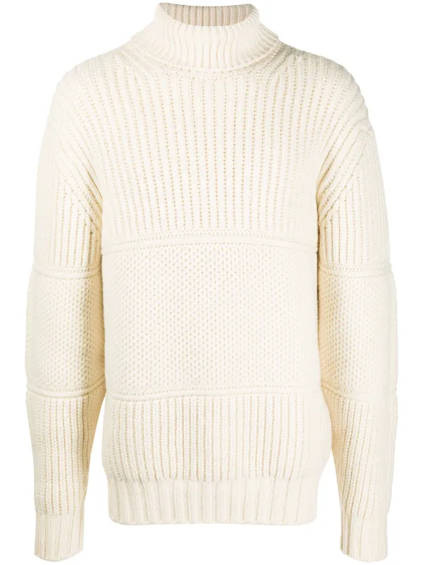 chunky white roll neck jumper