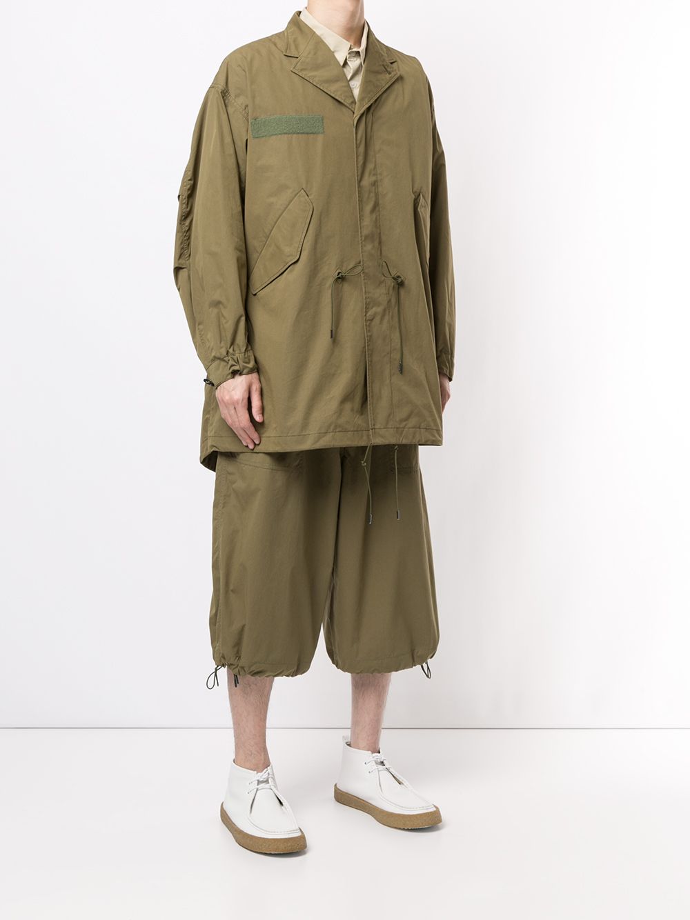 Shop Fumito Ganryu Spread-collar Coat In Green