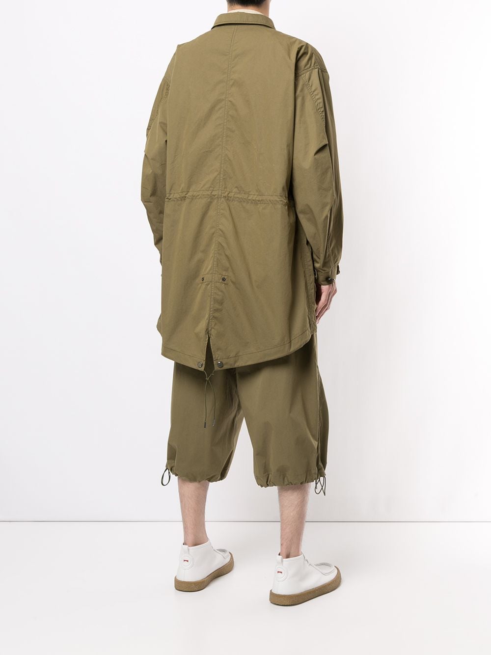 Shop Fumito Ganryu Spread-collar Coat In Green