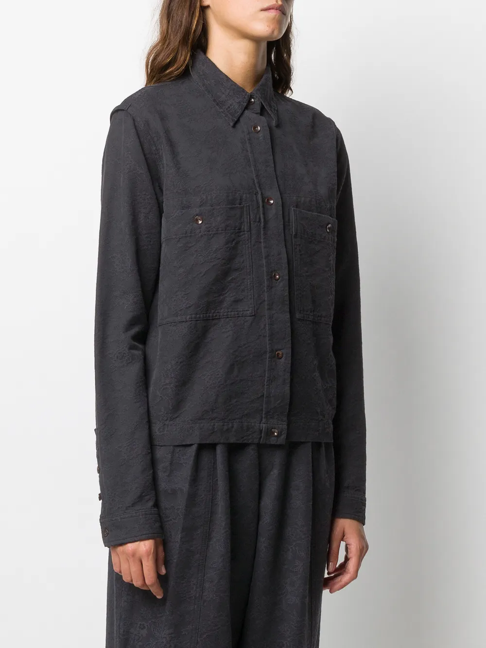 YMC Blouse met bloemenjacquard Blauw