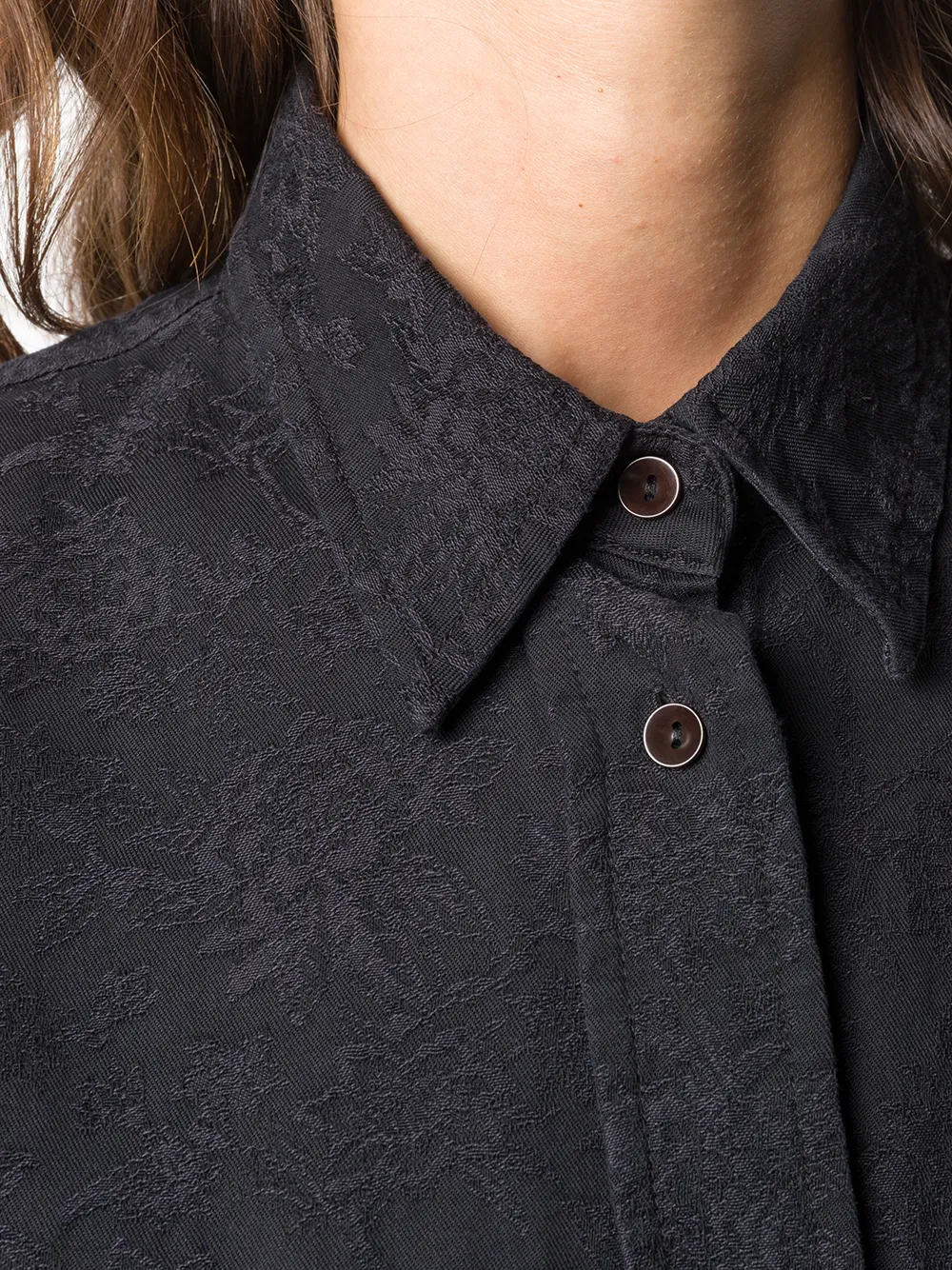 YMC Blouse met bloemenjacquard Blauw