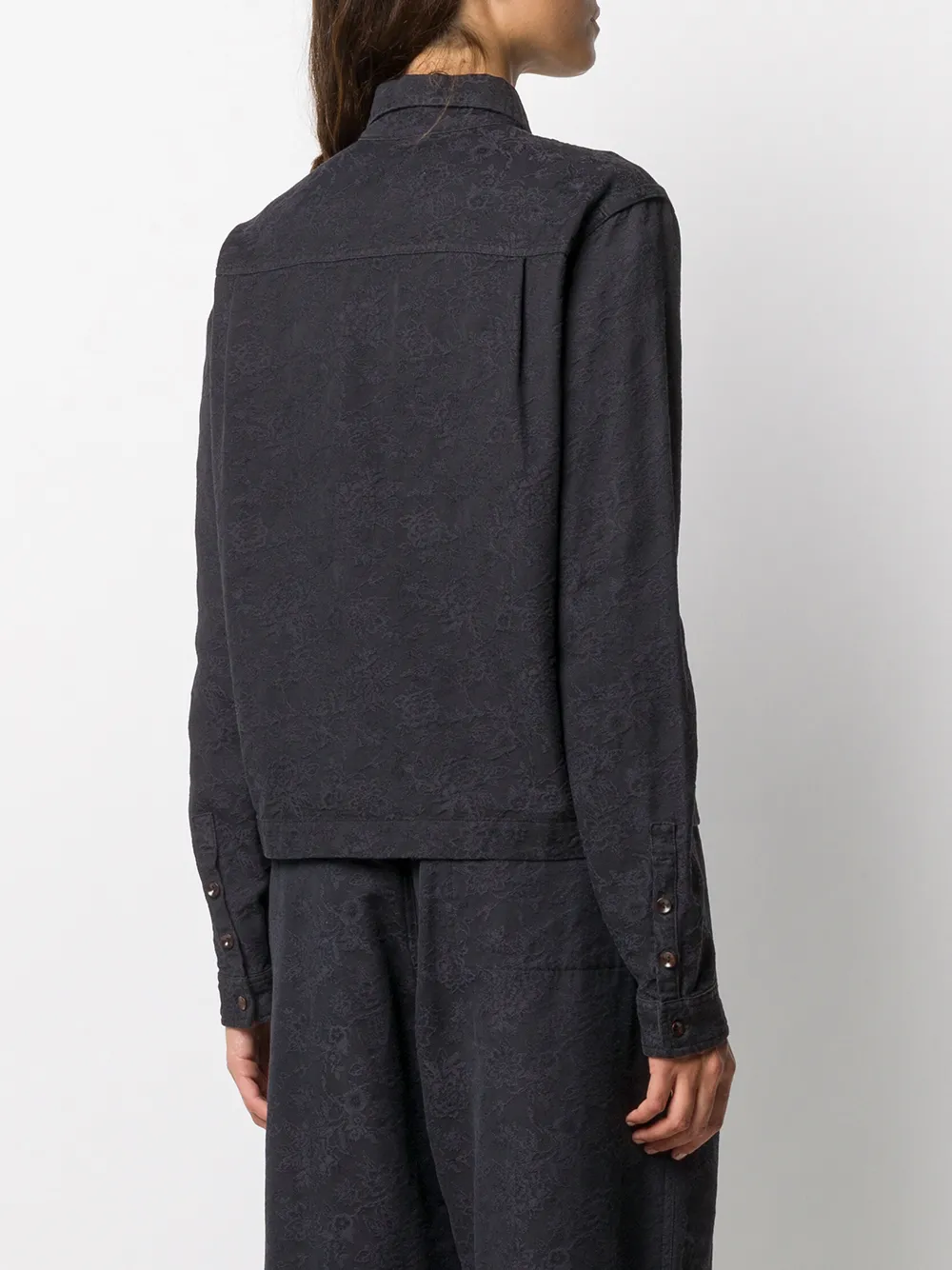 YMC Blouse met bloemenjacquard Blauw