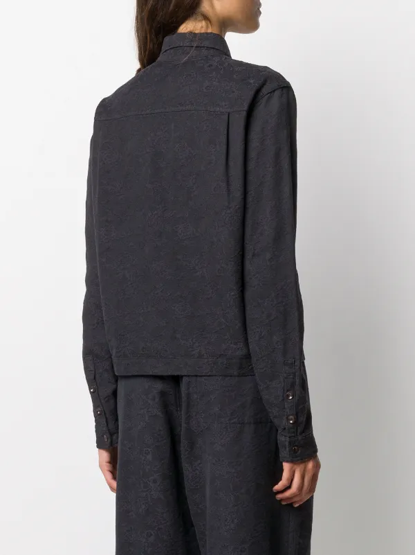 YMC Floral Jacquard Cotton Shirt | Blue | FARFETCH